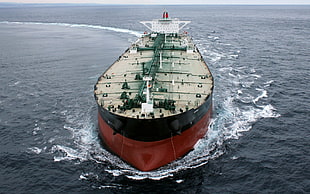 red and black ship, ship, oil tanker, vehicle, sea