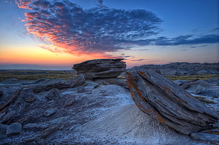 rock formations during golden hour, nebraska HD wallpaper