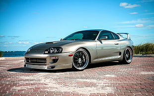 silver coupe, JDM, Stance, Toyota, Supra
