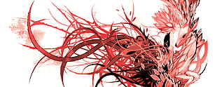 red deer illustration, red, spring, abstract, deer HD wallpaper