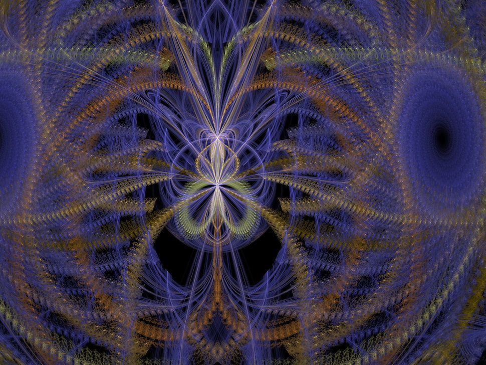 blue, brown and yellow illustration HD wallpaper