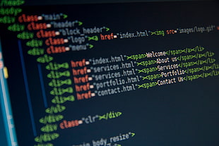 computer programming language screengrab, syntax highlighting, code, HTML, computer