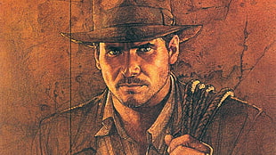 cowboy illustration, movies, Indiana Jones, Harrison Ford