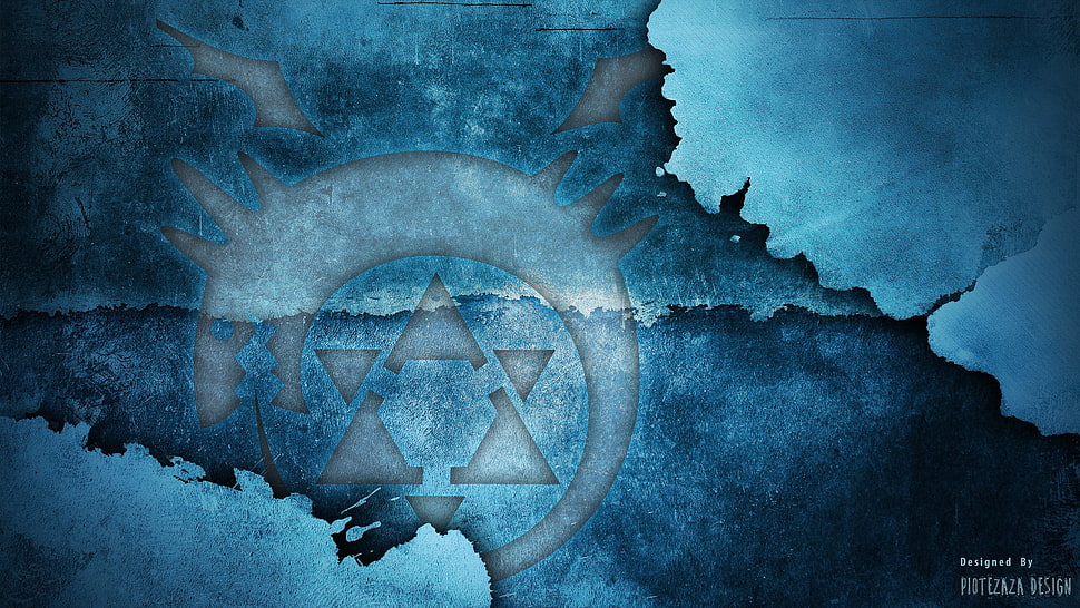 gray and blue logo, ourobouros, Full Metal Alchemist Brotherhood, blue, anime HD wallpaper