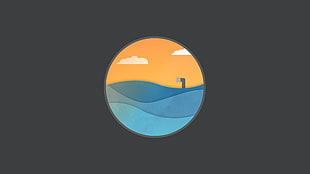 blue mountain logo, logo, Flatdesign, minimalism, graphic design HD wallpaper