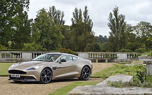 brown coupe, car, Aston Martin, vehicle, aston martin vanquish 2013 HD wallpaper