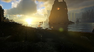 body of water under cloudy sky, Ark: Survival Evolved, first person, video games, Ultra Settings