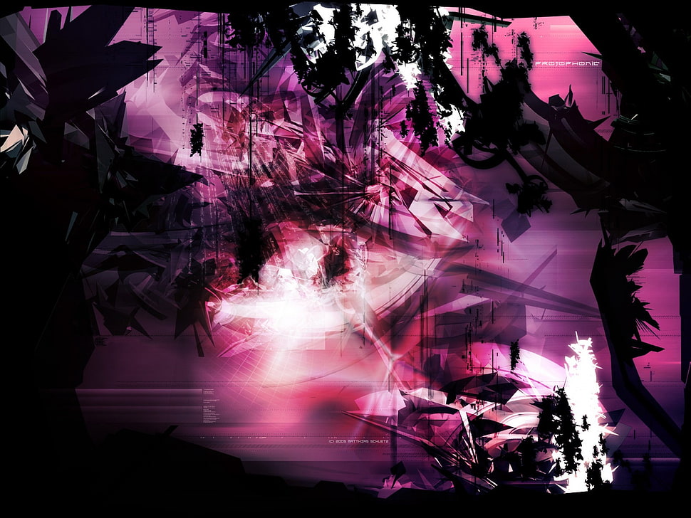 black, white, and pink digital wall paper HD wallpaper