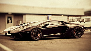 black Lamborghini Aventador, car, Lamborghini Aventador