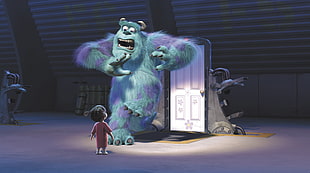 James P Sullivan and Boo in Disney's Monster Inc. movie scene