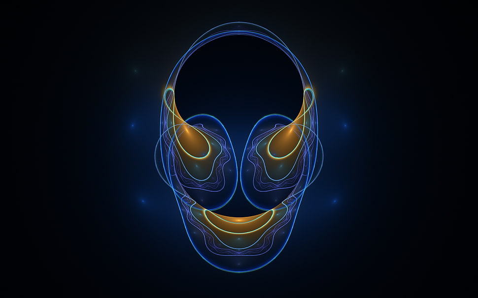 yellow and blue face illustration HD wallpaper
