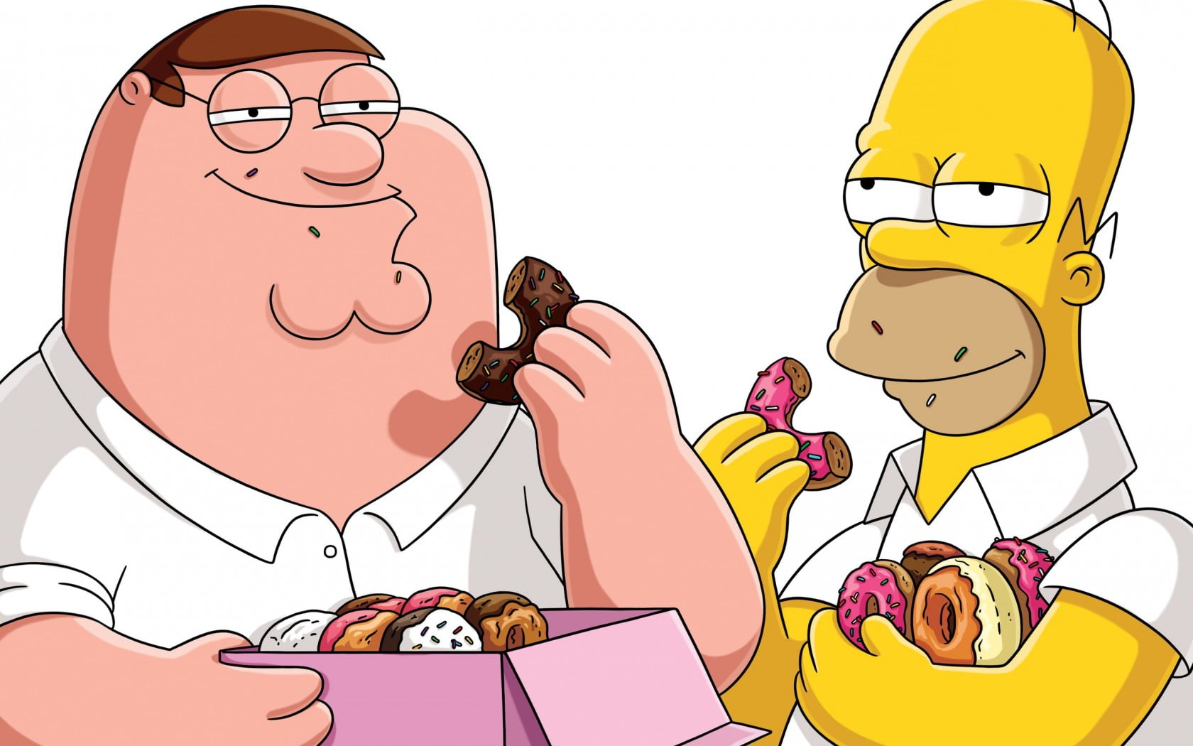 Homer Simpson eating doughnut HD wallpaper.