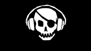 skeleton wearing headset logo HD wallpaper