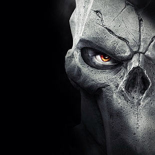 Dishonored wallpaper, selective coloring, anime, skull, Darksiders 2