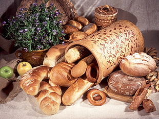 assorted breads in table HD wallpaper