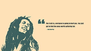 Bob Marley with quote illustration HD wallpaper
