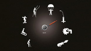 black and white speedometer illustration, artwork