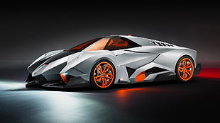 silver and orange Lamborghini Egoista, lamborghini egoista, Lamborghini, car, concept cars