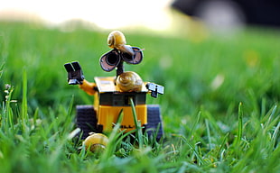 selective focus photography Wall-E toy on green grass HD wallpaper
