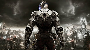 person wearing metal armor game poster