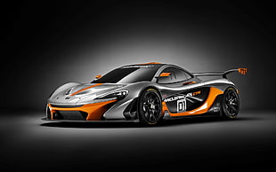 black and orange sport car, McLaren, McLaren P1 GTR, McLaren P1