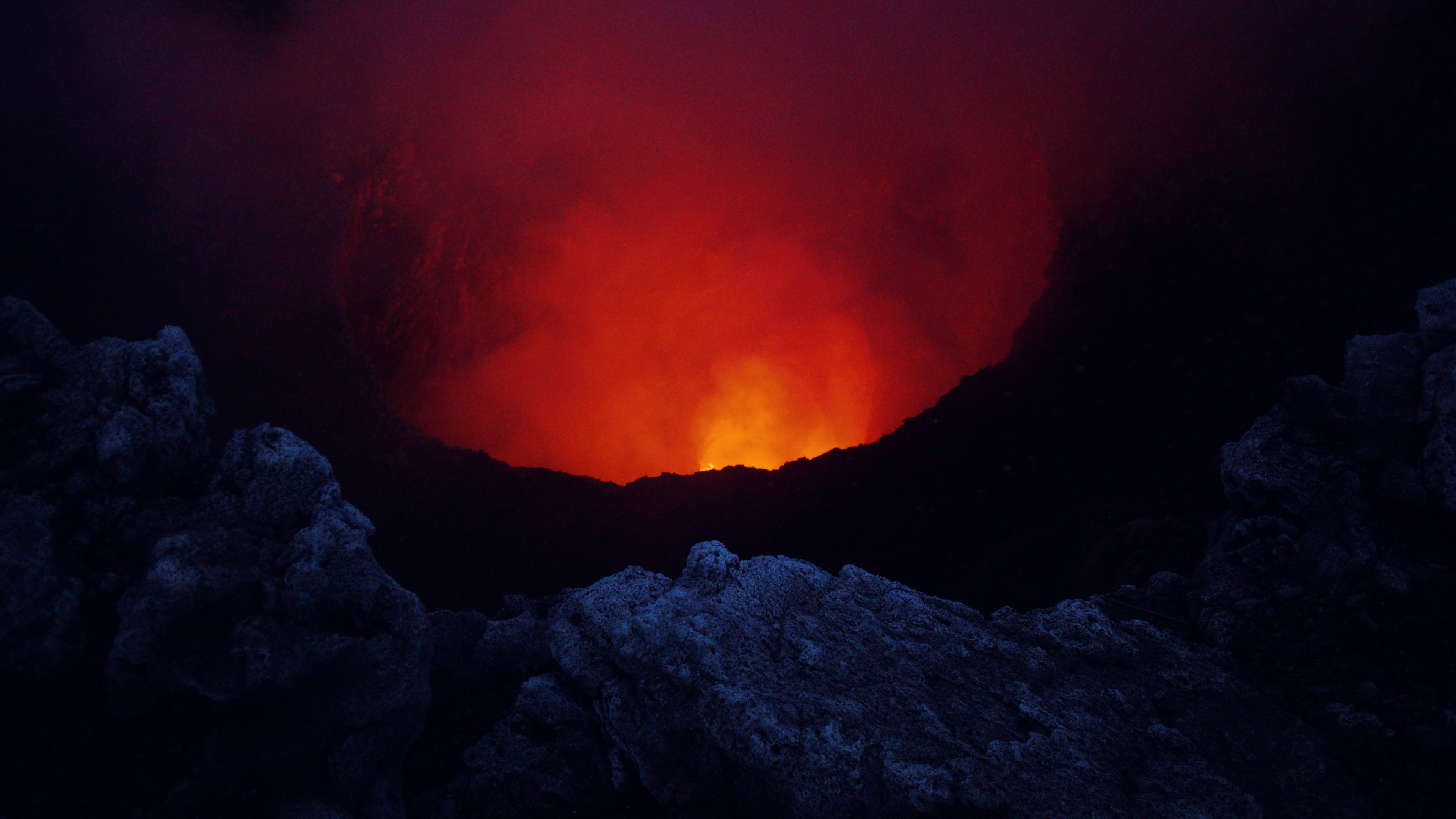 silhouette of mountain, nature, landscape, volcano, lava