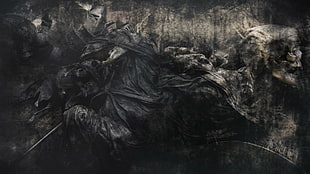 skull digital wallpaper, knight, death
