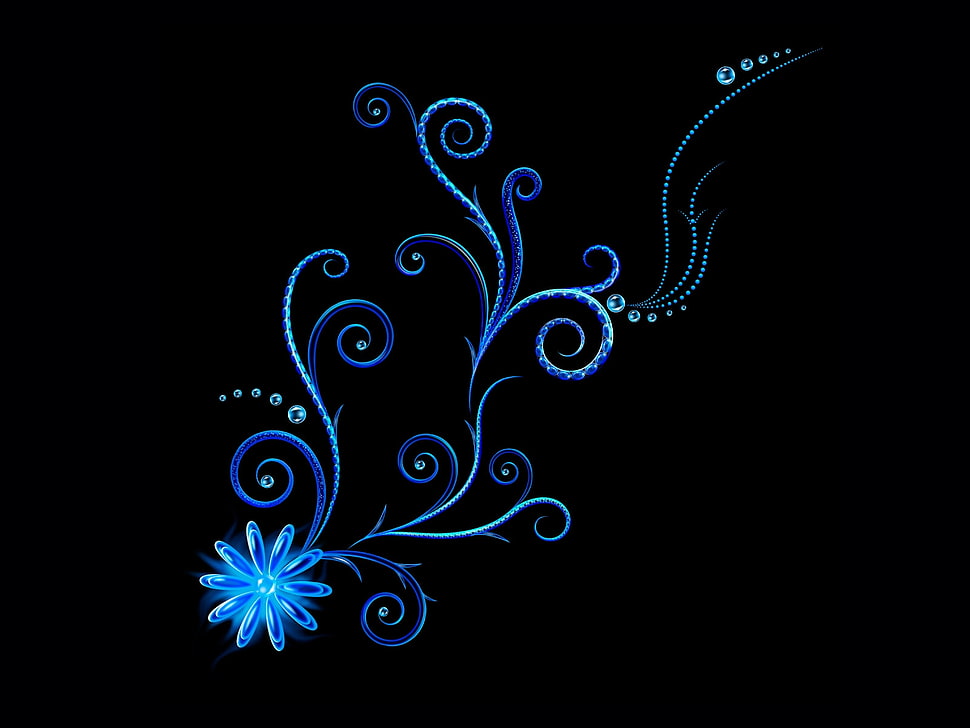 blue floral print HD wallpaper
