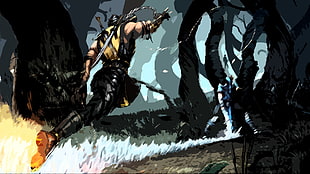 Scorpion and Sub-Zero illustration, Mortal Kombat, Sub-Zero, Scorpion (character)