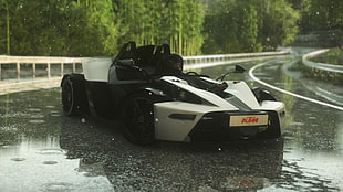 white and black KTM sports car, KTM, Driveclub, racing, KTM X-Bow