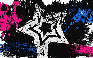multicolored star painting, stars, digital art, selective coloring, abstract