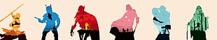 six SuperHeroes illustration, Star Wars, silhouette, Olly Moss, artwork