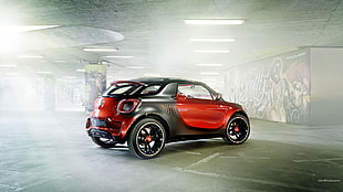 red and black 3-door hatchback, Smart Forstar, car