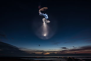 SpaceX, rocket, photography, night