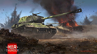 green tank illustration, War Thunder, tank, IS-2, Tiger II