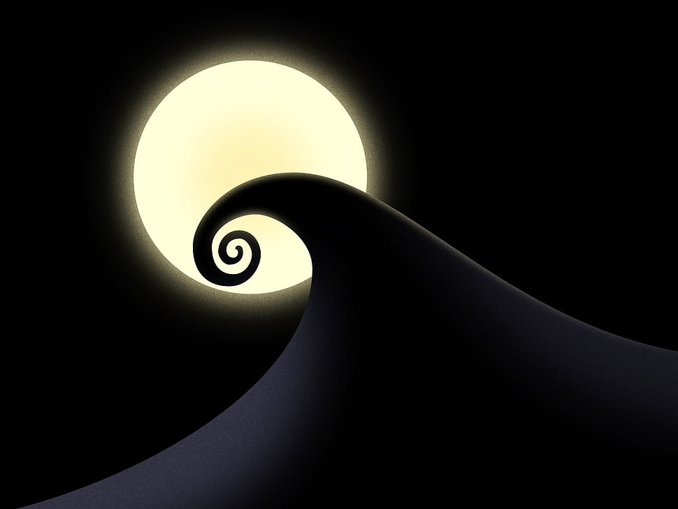 huge wave against moon wall paper, The Nightmare Before Christmas, Moon, movies, animated movies HD wallpaper