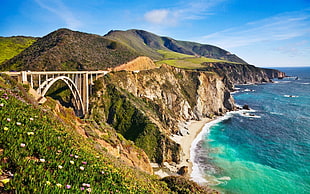 Big Sur, California, landscape, nature, bridge, coast