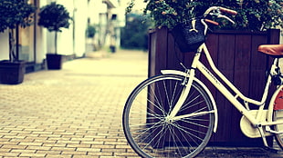white step-through frame bike, bicycle HD wallpaper