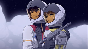 male and female character in astronaut suit illustration, Uchuu Senkan Yamato 2199, Space Battleship Yamato 2199, anime