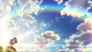 sky and cloud, Rem, Subaru, Re:Zero Kara Hajimeru Isekai Seikatsu, Rem (Re: Zero) HD wallpaper