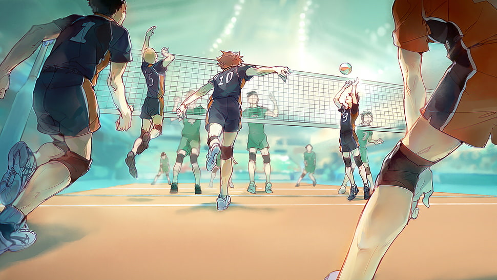 anime character playing volleyball HD wallpaper