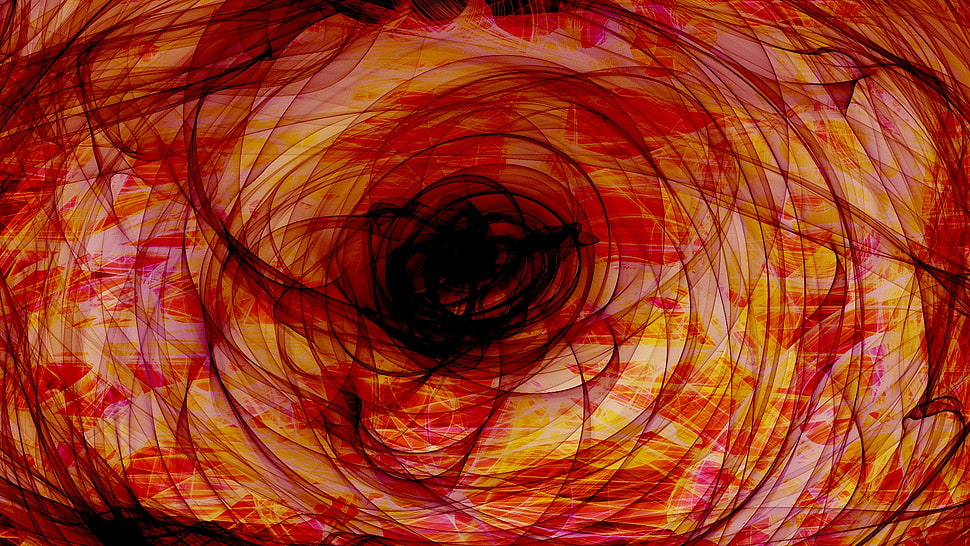 orange, red, black and yellow smoke themed abstract art HD wallpaper