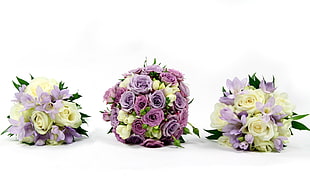 yellow and purple floral bouquets