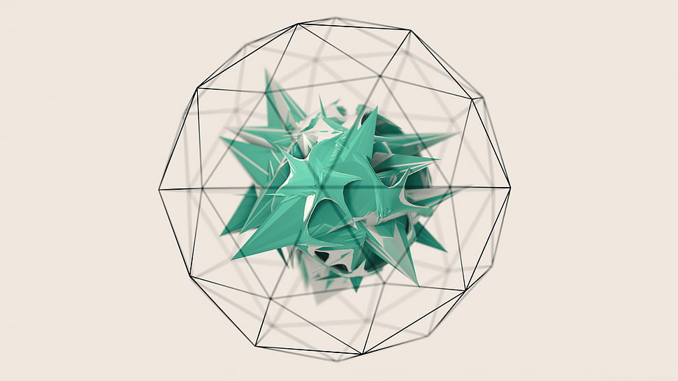 green ball illustration, geometry, minimalism, low poly HD wallpaper