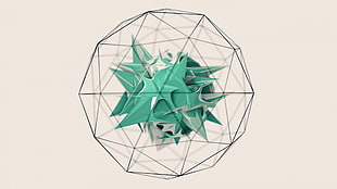 green ball illustration, geometry, minimalism, low poly