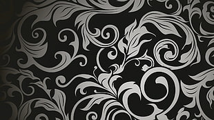 black and white floral wallpaper, pattern