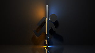 human-shaped paper cut-out in between bar illustration, Portal (game), video games HD wallpaper