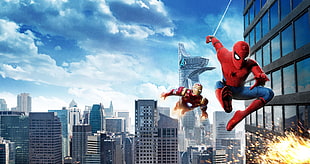 Spider-man and iron man digital wallpaper