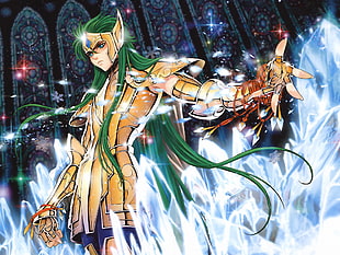 green haired anime character toy, Saint seiya Gemini HD wallpaper