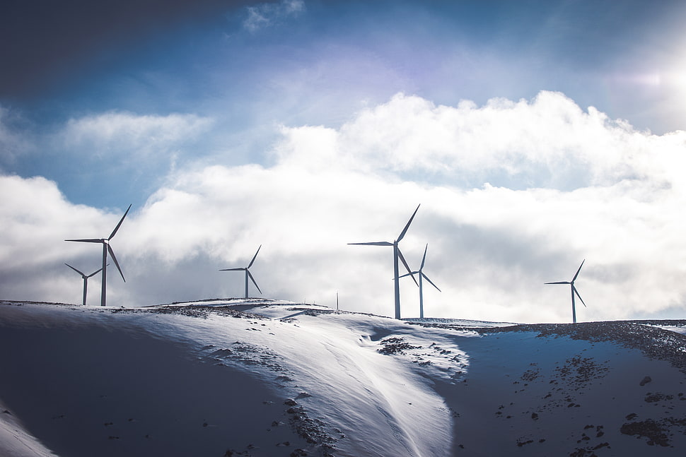photography of windmills HD wallpaper